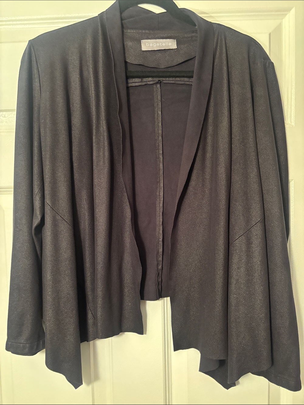 bagatelle Black Draped Open-Front Leather Jacket